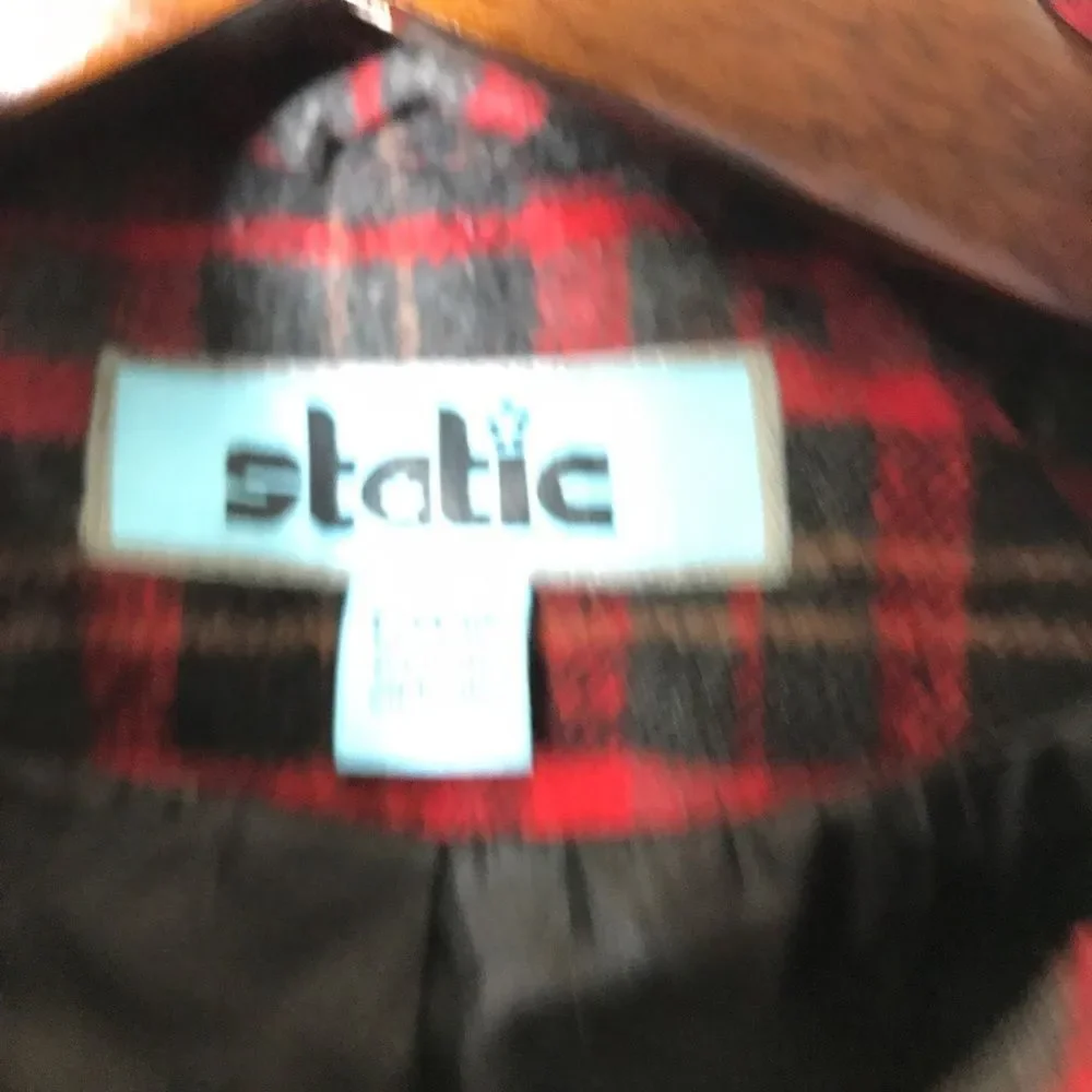 Static Girl Hooded Coat Red Plaid Size 14-16